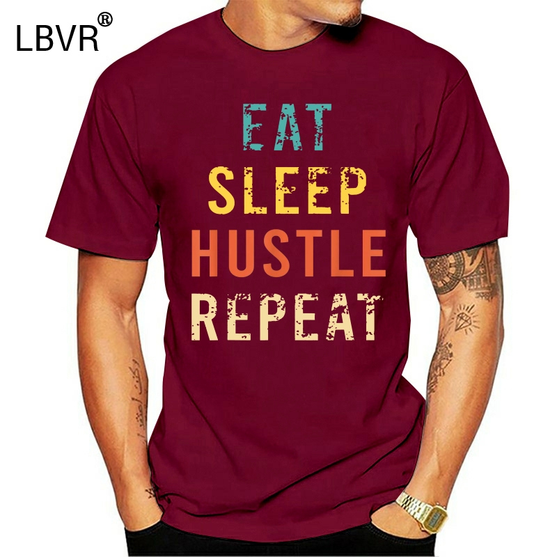 

Retro Eat Sleep Hustle Repeat Shirt CEO Entrepreneur Hustler T-Shirt Fashion Design Free Shipping, Blackko347