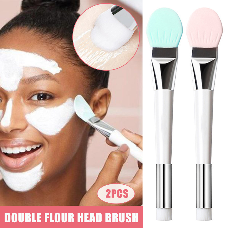 

2pcs Double-Ended Soft Bristle Silicone Brush Multipurpose Makeup Brush No Shedding Cosmetic Brushes Powder Eye Shadow Maquiagem