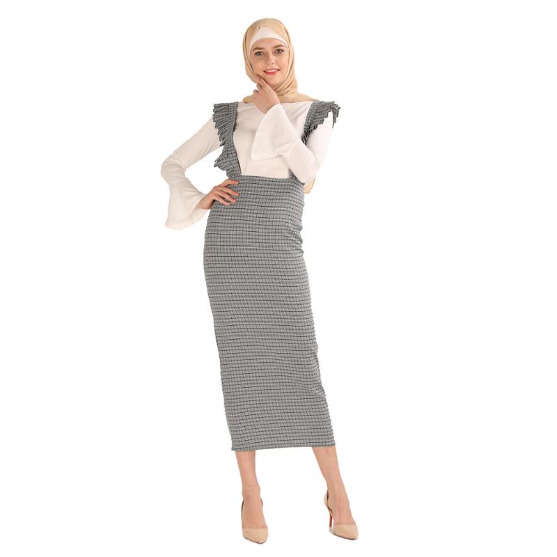 

Long Skirts for Women Striped Suspender Skirt Casual Harajuku Shoulder-straps Bodycon Slim Hips Overall Skirt Islamic Clothing