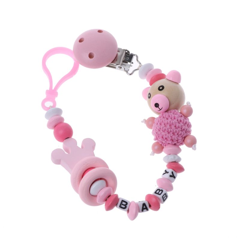 

Baby Pacifier Clip Chain Infant Boys Girls Cute Cartoon Bear Letters Toys Teether Pacifier Chain Holder Baby Nipple Feeding