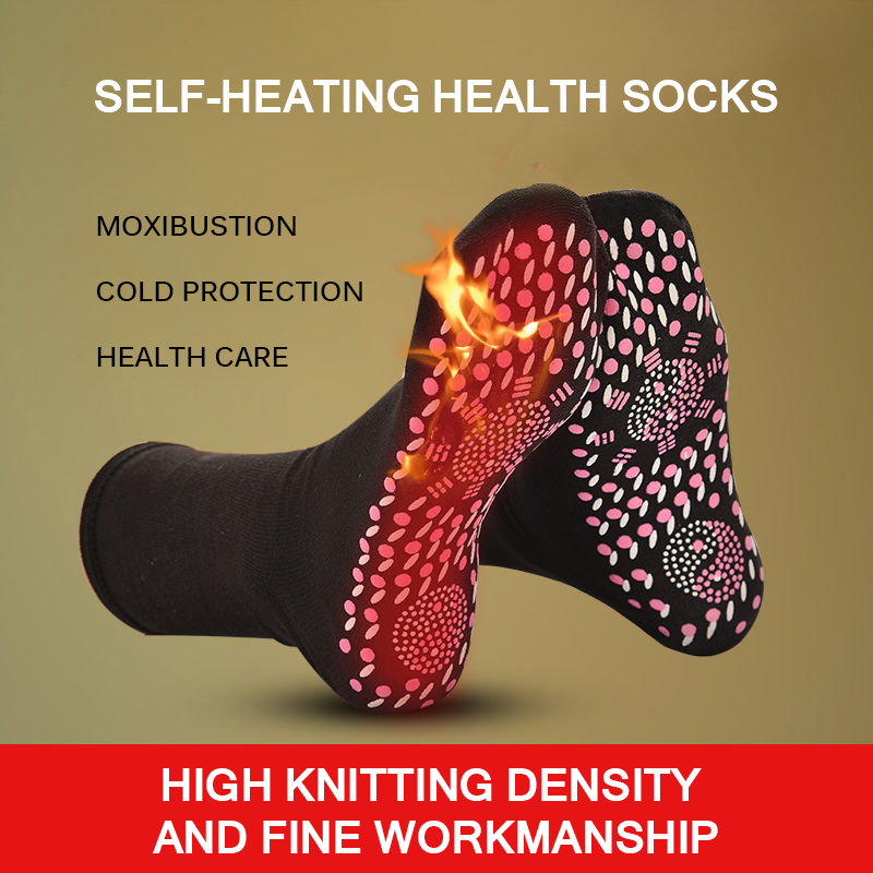

1 Pair Magnetic Therapy Socks Tourmaline Self-heating Socks Winter Warm Massage Outdoor Sports Anti-freezing Warmer Feet, 1pair black