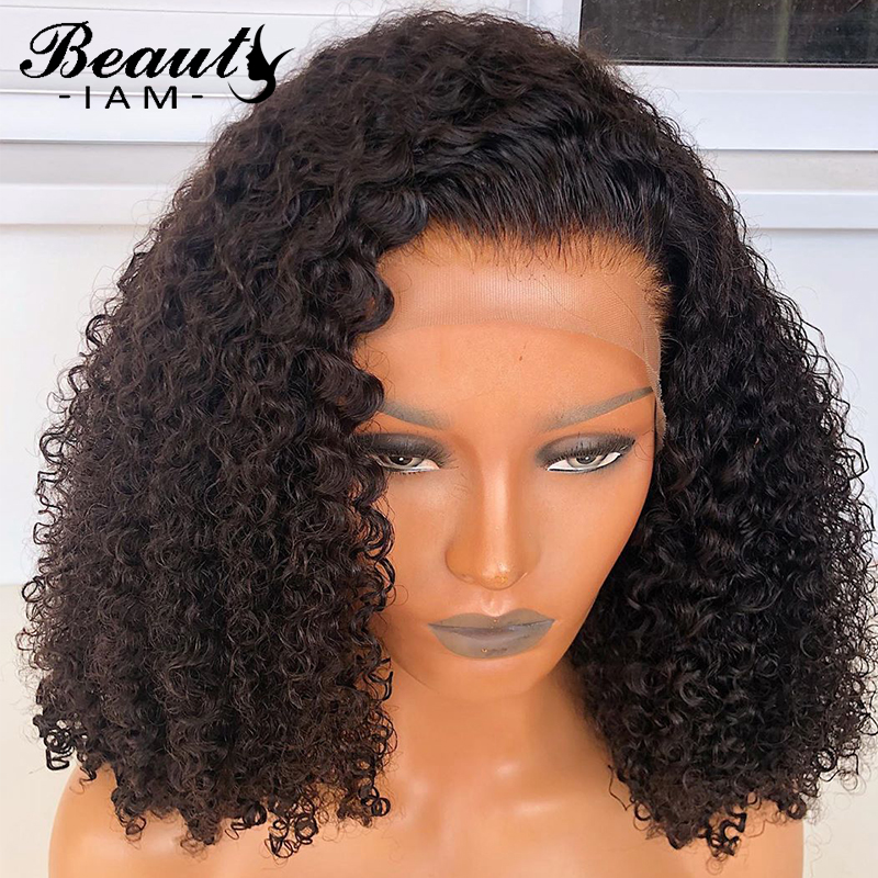 

Afro Kinky Curly 360 Lace Frontal Human Hair Wigs For Black Women Natural Black Virgin Glueless Wig Pre Plucked With Baby Hair, Natural color