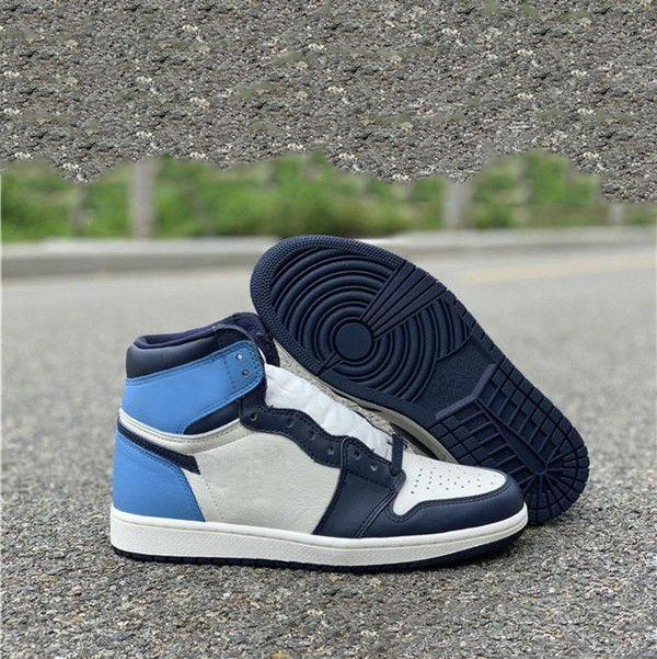 

New Release Brand High OG 1 Sail Obsidian University Blue UNC Basketball Shoes Mens Sports Sneakers, Color 2