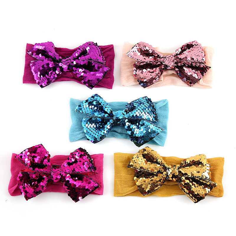 

New Bow Headband Fashion Sequin Hair Bands For Girls European And American Autumn And Winter Models Hair Accessories