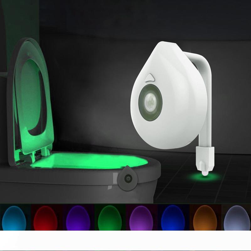 

LED Toilet Seat Night Light Motion Sensor WC Light 8 Colors Changeable Lamp Battery Powered Backlight for Toilet Bowl Child 10104