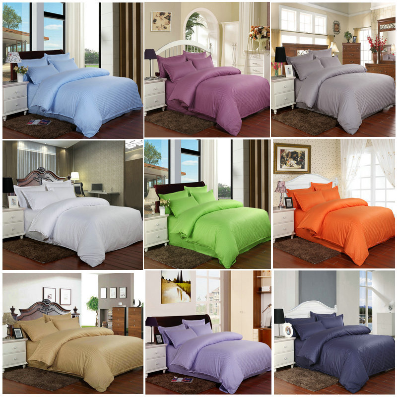 

100% Cotton Satin Stripe Bedding sets 3/4PCS Hotel Home textiles Duvet Cover Sets & sheet & Pillowcase, As shown