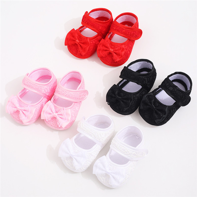 

Toddlers Baby Printed Bow First Walkers Shoes Baby Moccasins Soft bottom Anti-slip shoes 11-13cm, Black
