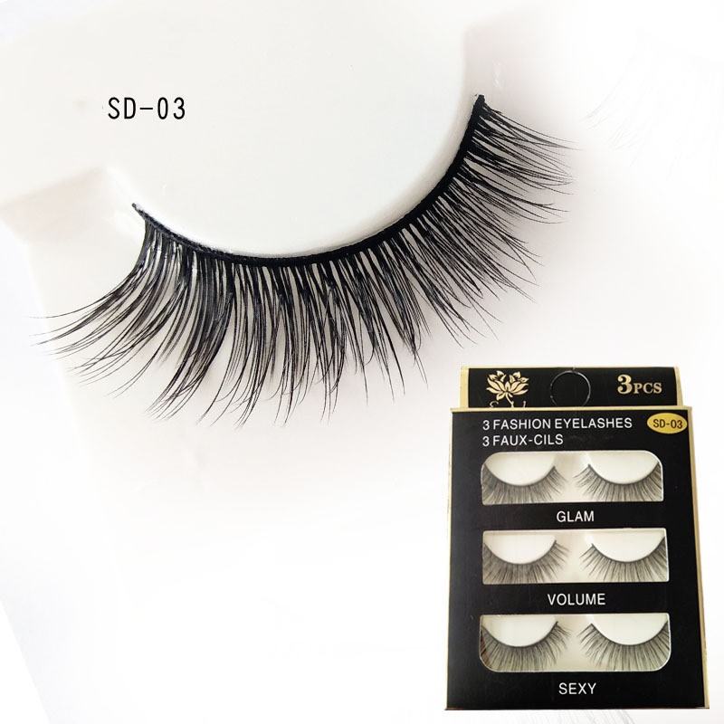 

3 Pairs Natural False Eyelashes Beauty Make up Thick Cross Voluminous Messy Style Eye Lashes Extension Women Fashion Makeup Tool