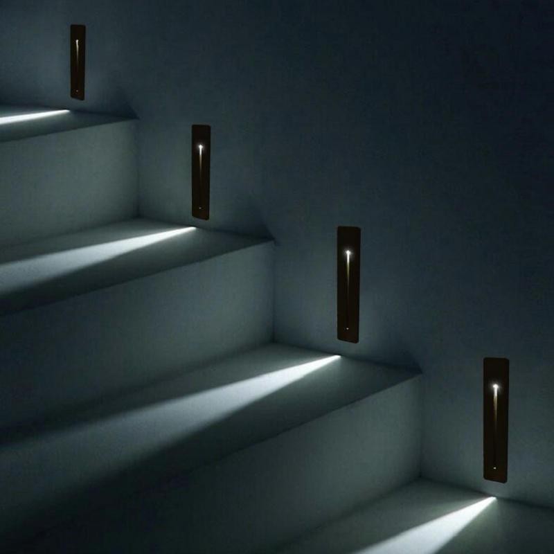 

Recessed 3W LED Stair Light Rectangle AC100-240V Indoor led wall Sconce lighting Stairs Step stairway Hallway staircase lamp
