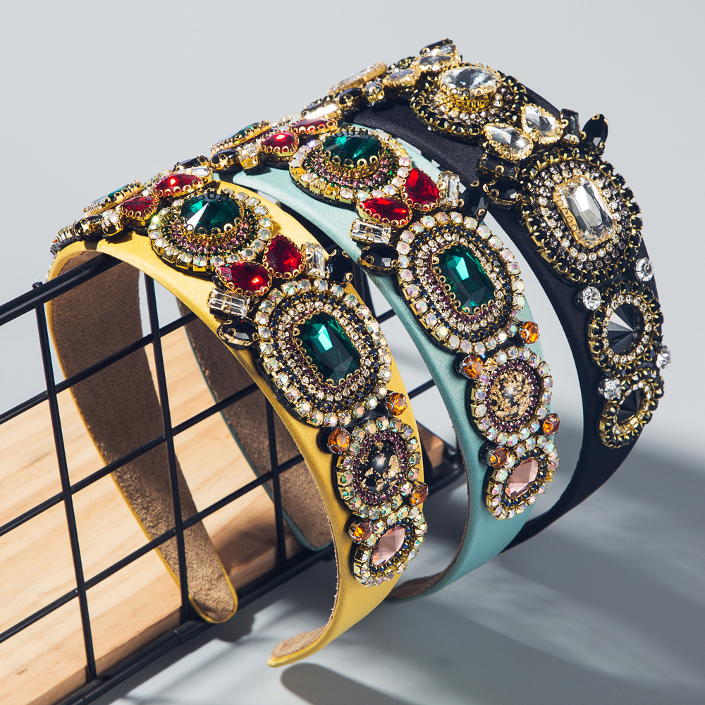 

Female color hair band adult head buckle Baroque court wind diamond flower ins head band