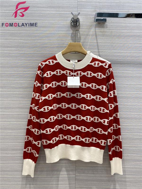 

2020 New Autumn SWEATERS Women High Fashion Striped Patchwork Wool Pullover Sweater, As pic