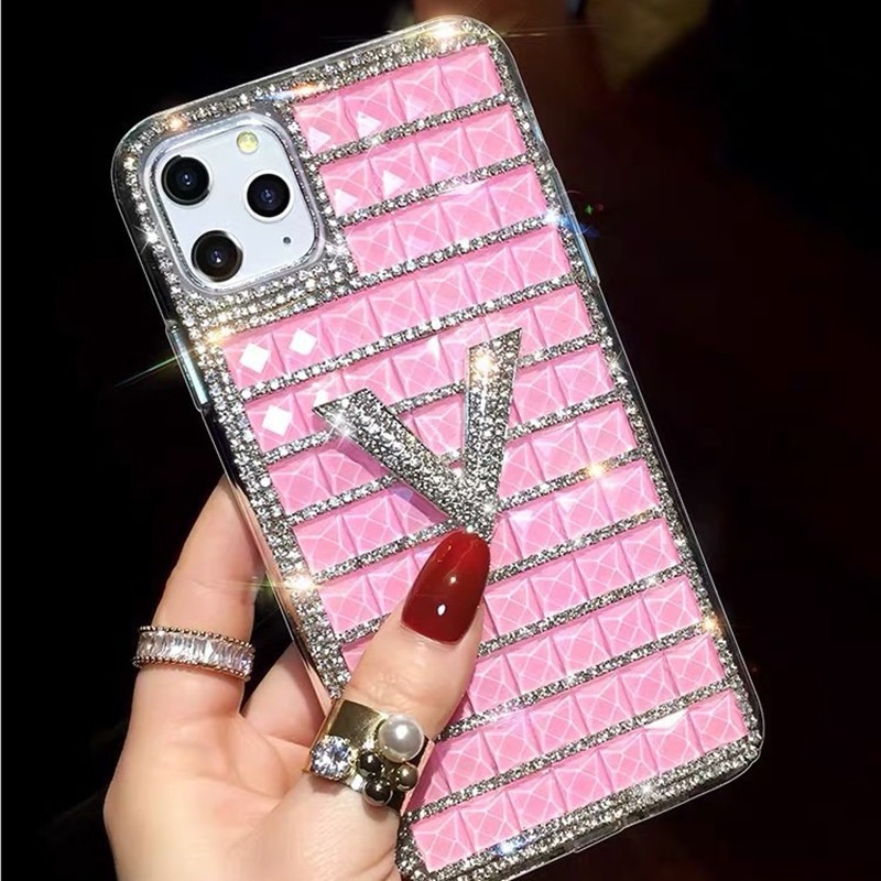 

Shiny Diamond Rhinestone phone case cover for iphone 11 pro max 6 6S 7 8plus X XR XS MAX mixing PC+ tpu protective case, Purple
