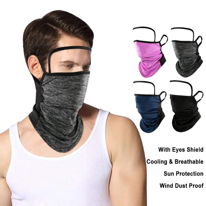 

Multifunctional Unisex Bandana Neck Gaiters UV/Dust Protection Face Mask Scarf with Eyes Shield Outdoor Sports Cycling Accessory, Black