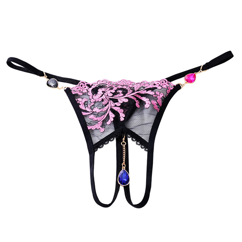 

Sexy Panties Women's Underwear Embroidery Lace Panties With Pendant Sexy Lingerie Hot Lace Culotte Femme Briefs Thongs, As pic