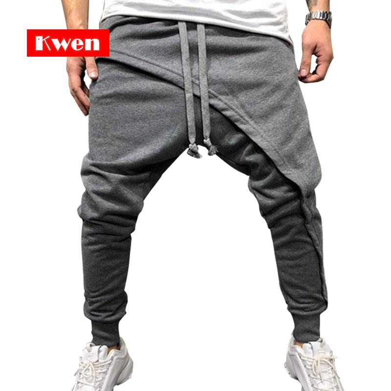 

Fashion Male Hip Hop Pants Lace High Street Skateboard Vintage Men Trousers Men Solid Pants Casual Track -3XL, Black