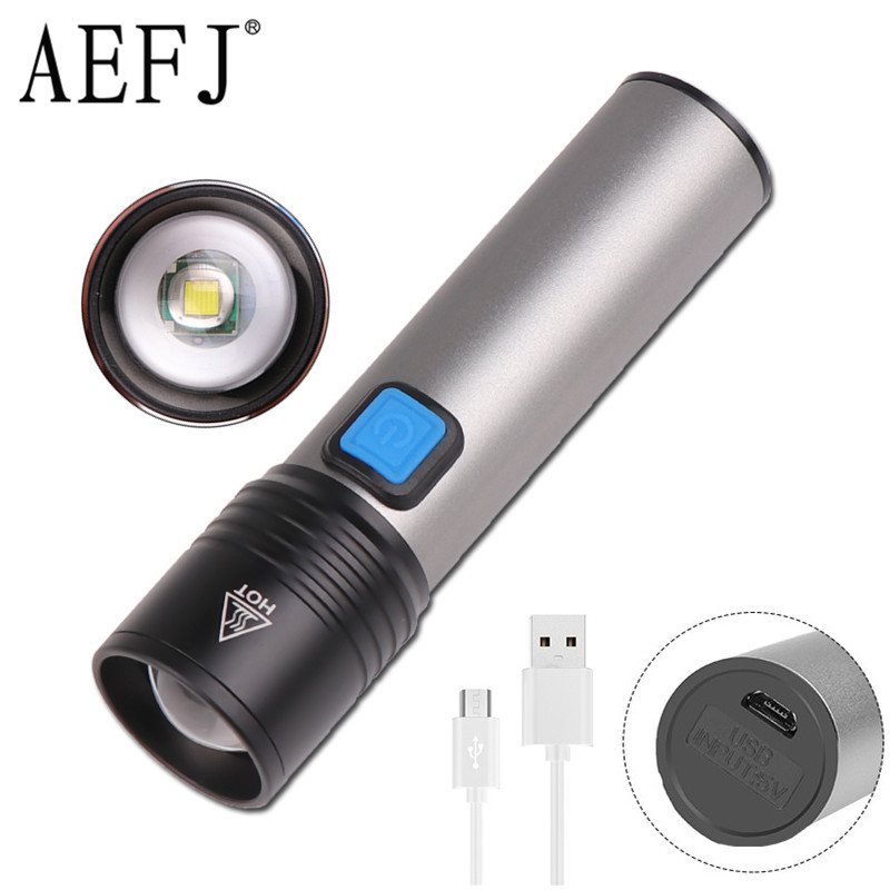 

USB Rechargeable T6 LED Portable Built-in 1200mAh lithium Battery Waterproof Camping light Zoomable Torch Output