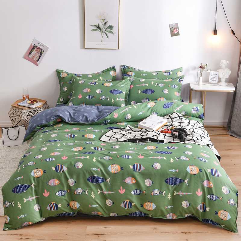 

fashion bedding set Plaid A/B double-sided pattern Simplicity Bed sheet, Cartoon quilt cover pillowcase 3-4pcs, Zhifan-051