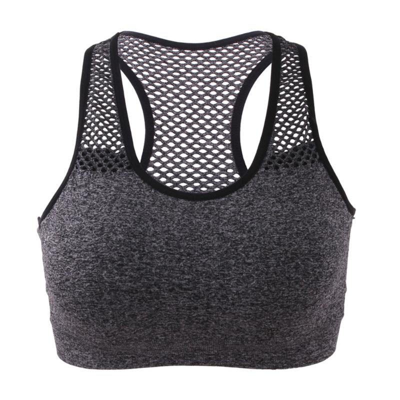 

Womens Mesh Sports Bra Absorbing No Steel Coil Bra Underwear for Training Fitness Yoga Running, Gray
