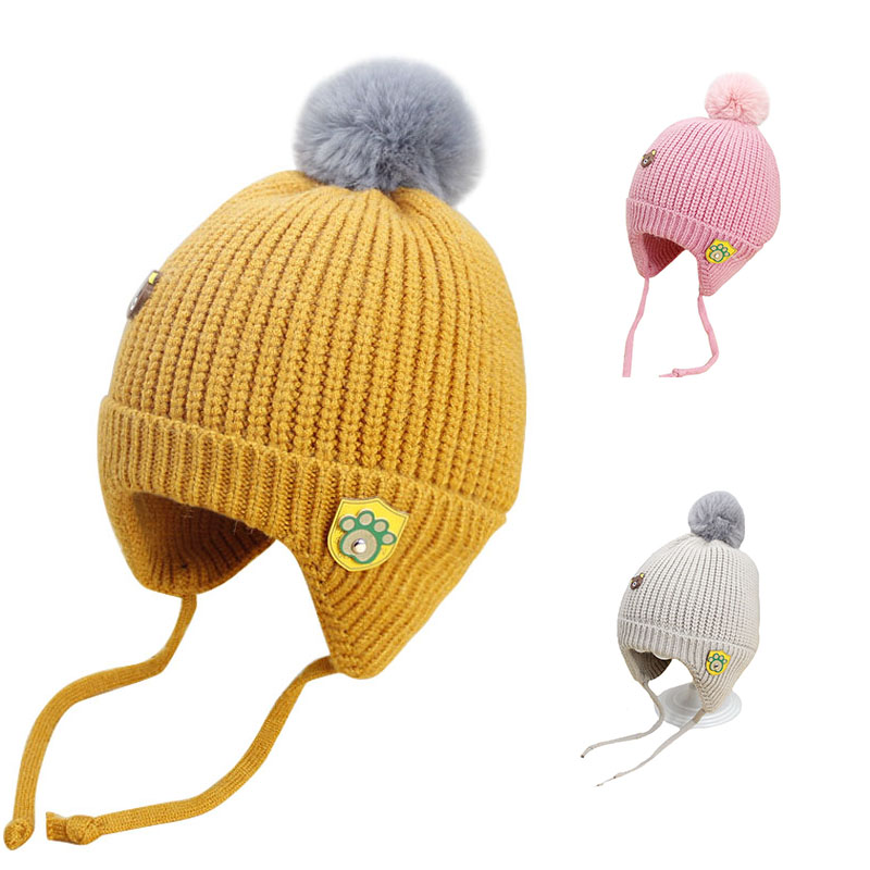 

Cartoon Children Hats For Girls Boys Knit Newborn Baby Hat Bonnet Pompom Kids Cap Bonnet Winter Warm Soft Baby Cap Muts, Red