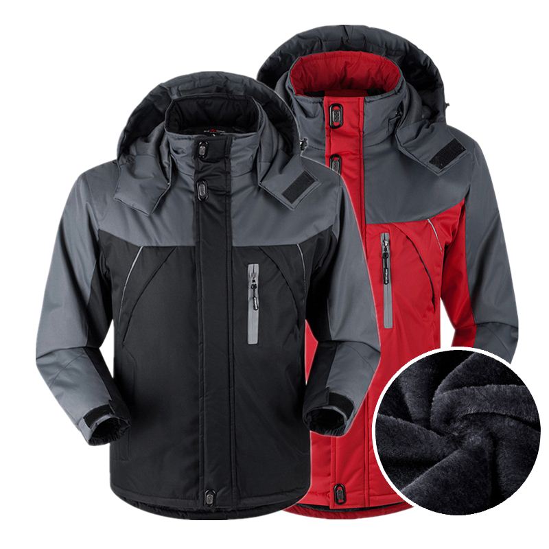 

Winter Hiking Jacket Men's Windproof Waterproof Warm Outdoor Sport Coat Male Thermal Hunting Camping Climbing Jacket, Black