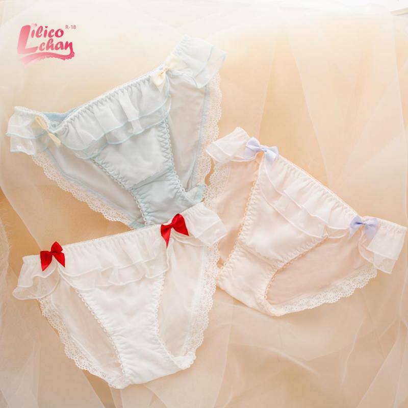 

Cute Lolita Briefs Triangle Underpants Knickers Kawaii Women's Underwear Panties Cute Sailor Moon Girls' Ladies With Bows, White