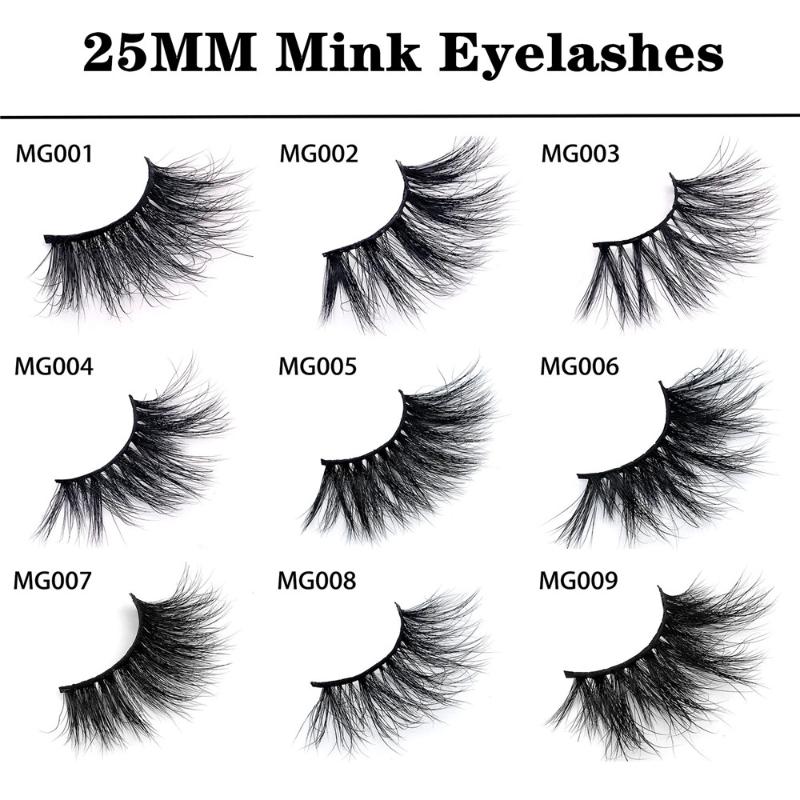 

Lashes Mink 25mm 3D Mink Eyelashes Extension Natural Fake Eyelashes Thick and Long Curls Lashes Bulk Nagaraku Make Up