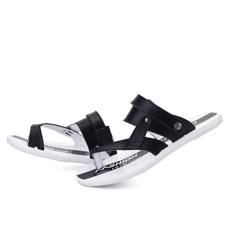 

men homme v beach 2020 cuero sandalle masculina hombre para erkek sandals sandali ritable herren classic masculino da de heren, Black