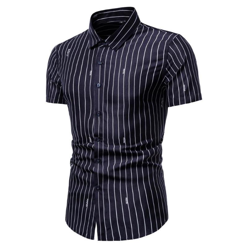 

Man Casual Shirt Short Sleeved Breathes Male  Shirts, Black