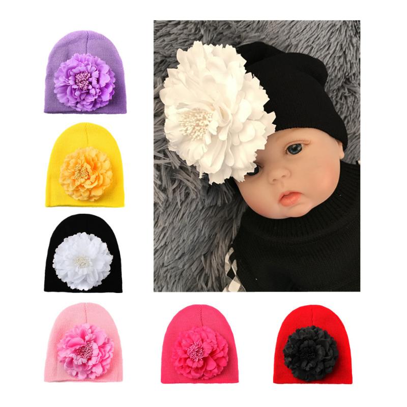 

New Style Small Chrysanthemum Baby Yarn Knitted Hat Solid Color Versatile Autumn And Winter Fashion Warm Ear Protection Babies, Yellow