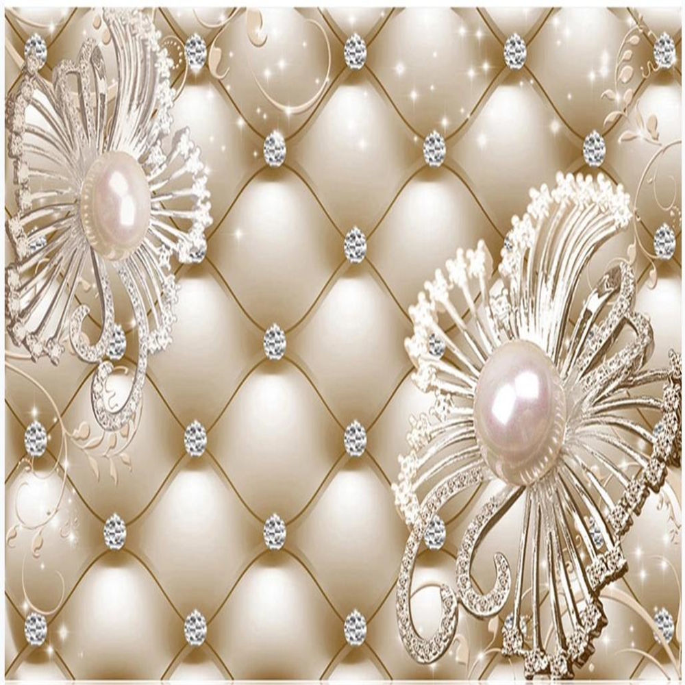 

Photo living style wallpaper 3D soft bag diamond jewelry flower wallpapers luxury background wall-
