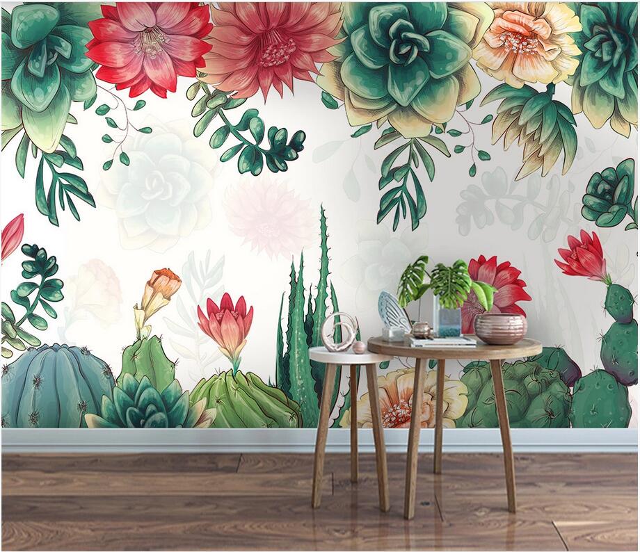 

3D ceiling murals wallpaper custom photo Nordic simple small fresh garden flowers succulent background homedecor wallpaper for walls 3 d, Non-woven