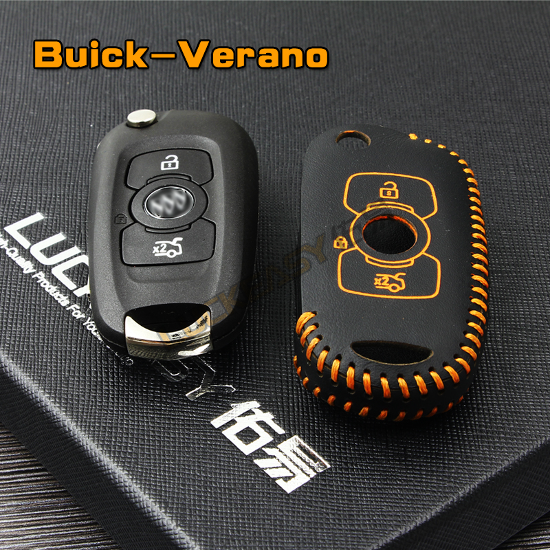 

luckeasy remote control cover for buick verano LEATHER HOLSTER Fawkes maverick winning key bag cover key2a, Black