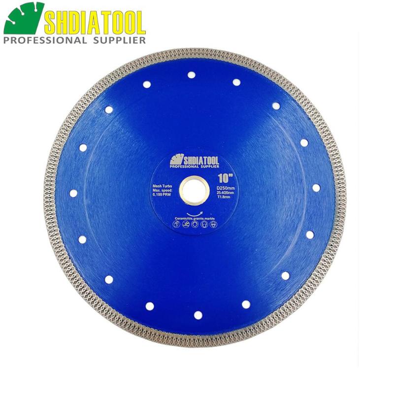 

SHDIATOOL 1piece Dia 10inch/250mm Hot-pressed Sintered Diamond Blade Cutting Disc X Mesh Turbo Rim Segment Dry or Wet Saw Blade