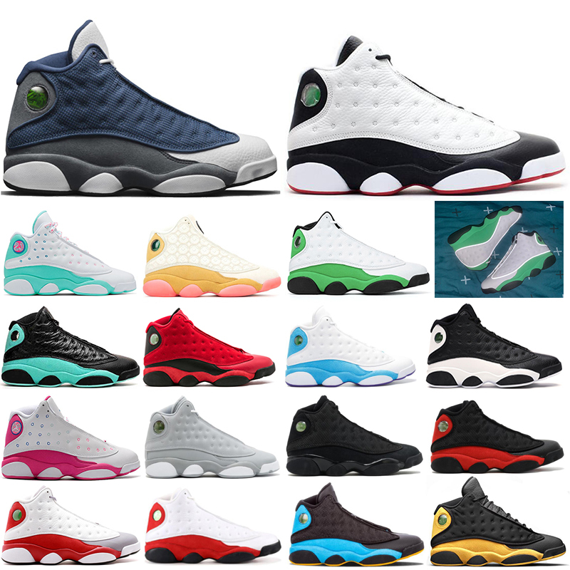 

13 13s Flint Men Basketball Shoes black cat bred Luky Aurora Green Hyper Royal Phantom Playground Mens Sport Trainers Sneaker size 5.5-13, 36-40 color#1