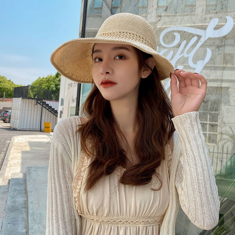 

2020 Bow Panama Women's Summer Hat Knitted Lady Sun Visor Straw Hat Beach Female bonnet Boater Bucket Hats Packable Cap MZ014, 11