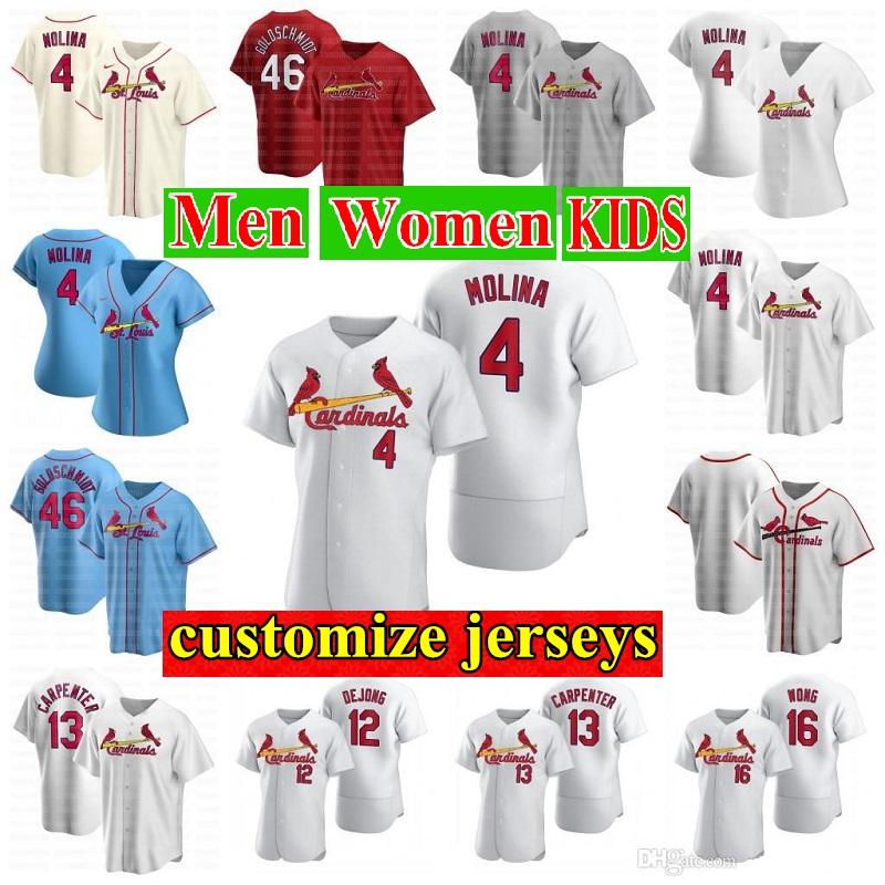 

Men Women kids 4 Yadier Molina Cardinal 2020 Jersey 46 Paul Goldschmidt Matt Carpenter Paul DeJong Carlos Martinez Marcell Ozuna Wong Fowler, As shown in illustration