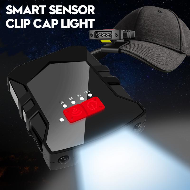 

New induction headlight fishing rechargeable super bright light LED clip cap light brim waterproof bait