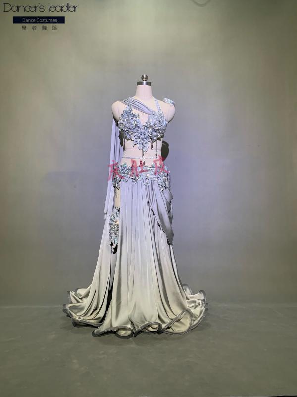 

Custom size 2020 high-quality belly dance costume women adult dance wear costume bra + long skirt, Silver