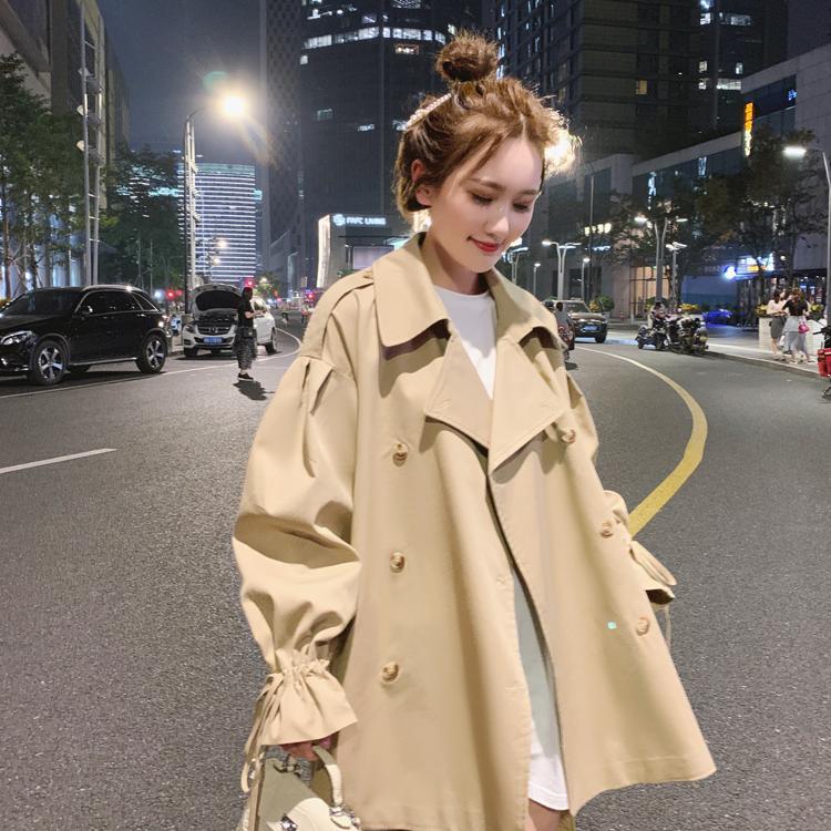 

2020 New Spring Trench Coat for Women Double Breasted Slim Fit Coat Casaco Feminino Abrigos Mujer Autumn Outerwear J275, Black