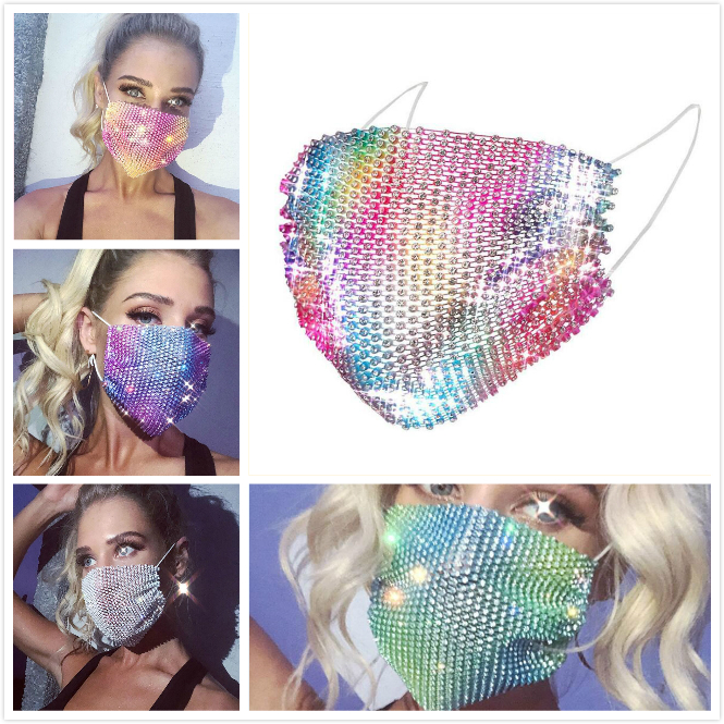 

Sexy Mesh Mask Bling Bling Rhinestone Face Mask Jewlery for Women Hollow Elastic Face Body Jewelry Night Club Decorative Jewellery