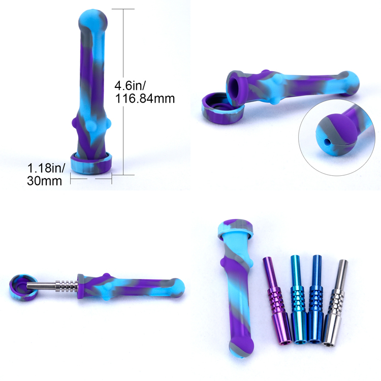 

Silicone Nectar Collector Kit With Quartz/Titanium Tips No Bag Nector Collectors Kits Mini NC Smoking Tool For Glass Water Bongs Rig