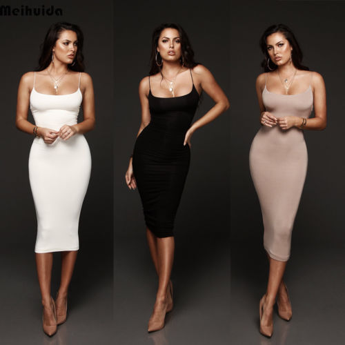 

Summer Women Dresses Bodycon Slim Fit Sleeveless Bandage Short Midi Dress Evening Party Clubwear Pencil Dress, Black