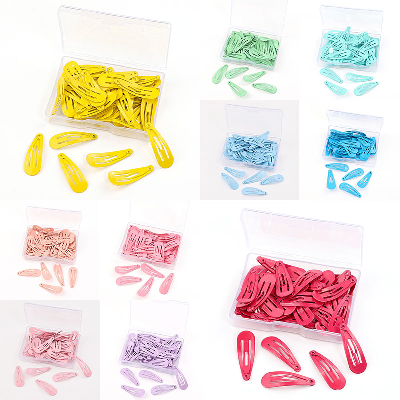 

50pcs/Lot 3cm Snap Hair Clip for Kid Baby Girls Women Solid Color Metal Hairgrip Barrettes Hairpin Barrette Hair Pin Accessories, Red
