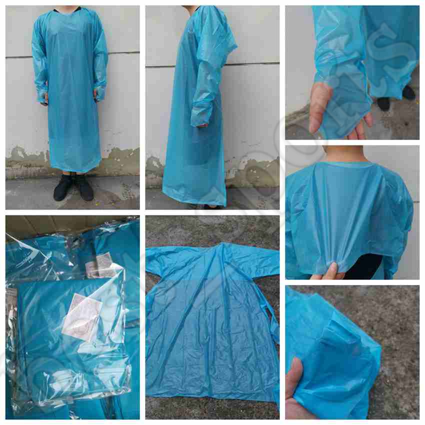 

CPE Protective Clothing Disposable Isolation Gowns Clothing Suits Elastic Cuffs Anti Dust Apron Outdoor Protective Clothing ZZA2228-1, As show