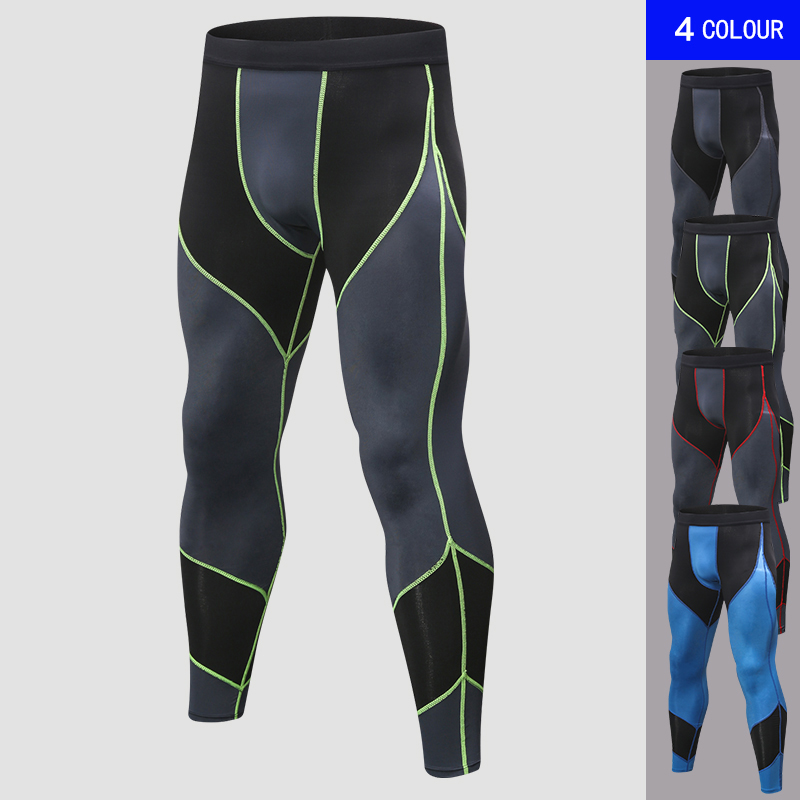 

2020 New training pants running tights men Quick Dry Sport Fitness Pants Leggings Compression jogging men Gym Clothing, Blue