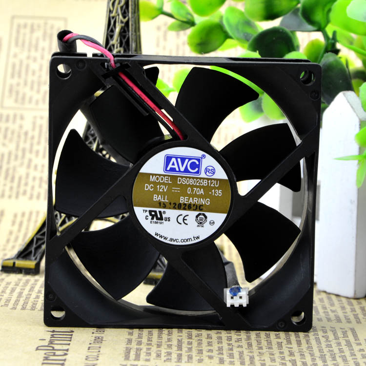 

Free Shipping For AVC DS08025B12U DC 12V 0.70A 2-wire 2-pin connector 70mm 80X80X25mm Server Square Cooling fan