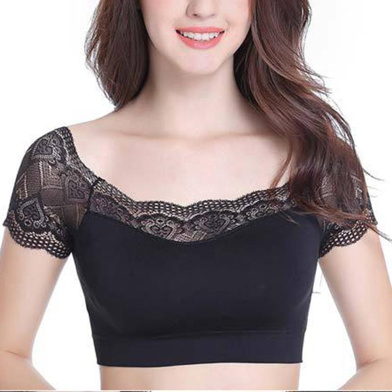 

Sports Bras Women Lace Seamless Push Up Sports Bra Tops Front Side Buckle Bra Wirefree Gym Sport Yoga, Bk