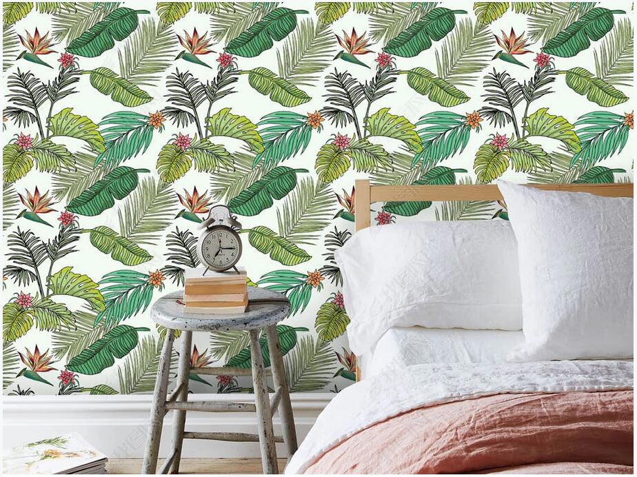 

Wall paper 3d custom photo non-woven mural Retro plant banana leaf flower wallpaper mural background Home interior wallpaper for walls 3 d, Non-woven fabric
