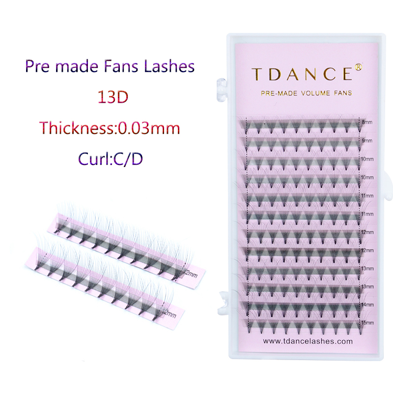 

Tdance Eyelash Extension Pre Made Fans 13D Thickness 0.03mm High Quality For Russian Volume Lshes