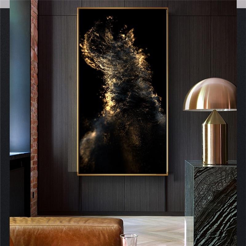 

Gold and Black Abstract Oil Painting on Canvas Posters & Prints Wall Art Pictures for Living Room Bedroom Nordic Modern Home Decor